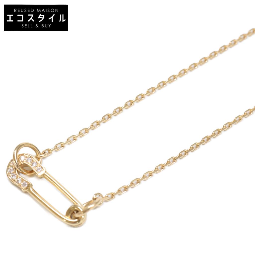 SYMPATHY OF SOUL K18 0.04ct Diamond Safety Pin Necklace Yellow GoldUsed