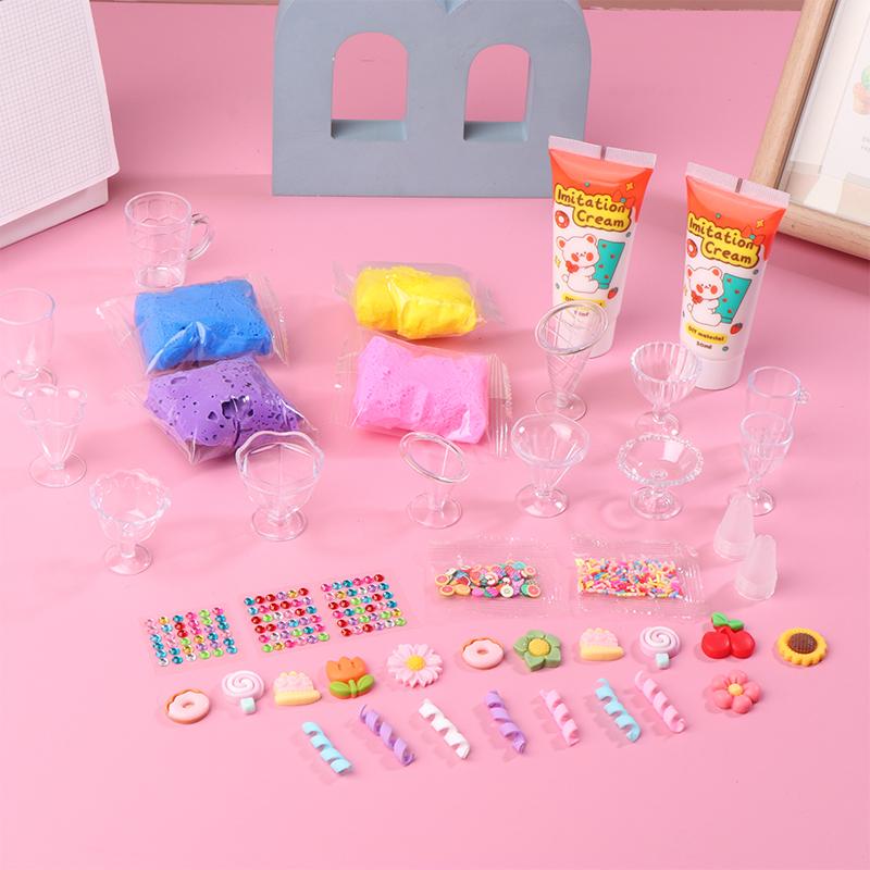 Creative Diy Ice Cream Clay Making Materials Set Simulation Dessert Cup Ice Cream Handicraft Gifts Kids Educational Toys