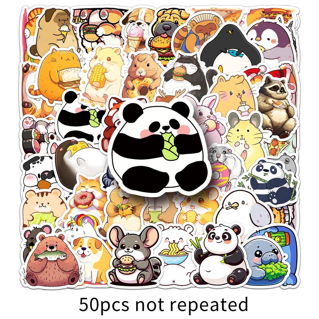 50PCS Cute Cartoon Animal Stickers for Water Bottles and Laptops
