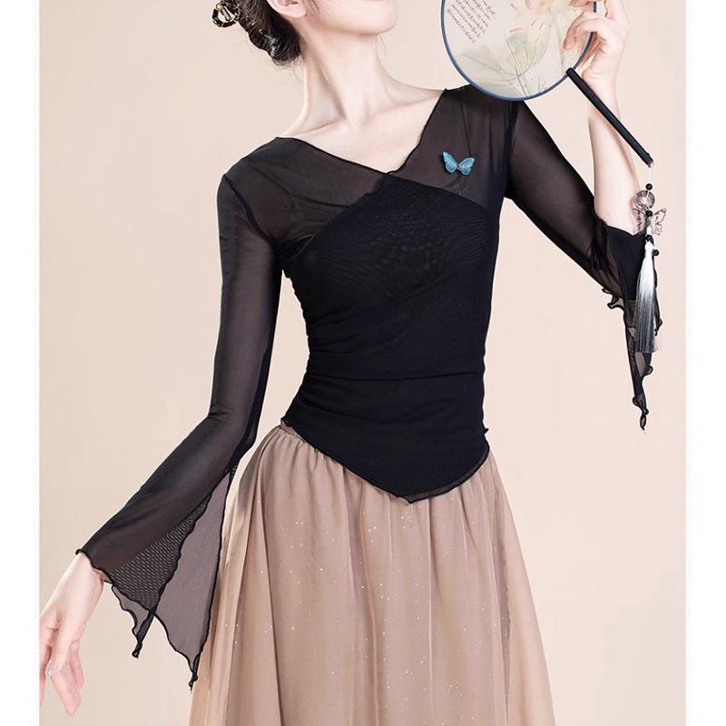 Adult Women's Ethnic Dance Butterfly Gauze Top for Modern and Classical Dance