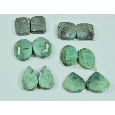 Natural Tibetan Turquoise Matched Pair Mix Cabochon Loose Gemstone 6Pair Lot C-3600