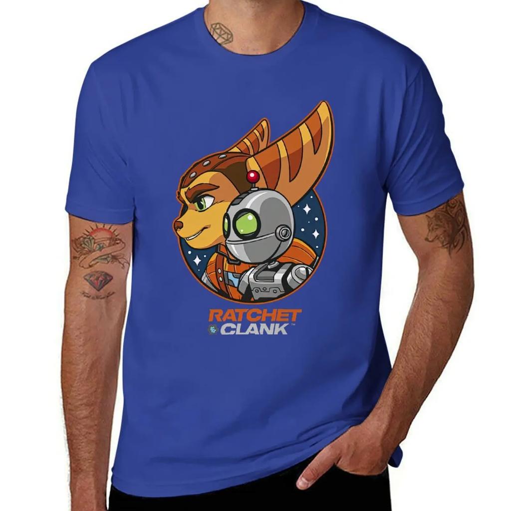 Koszulka z bohaterem Ratchet and Clank Rift Apart, figurki anime, ubrania hippie, ubrania plus size, koszulki męskie
