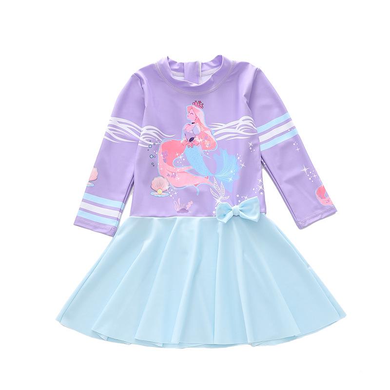 Girl s Long Sleeve One-Piece Swimsuit with Sun Protection, Available in Sizes S, M, L