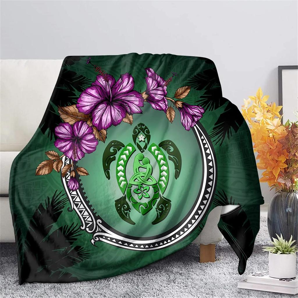JIT 1 PC Sea Turtle Flannel Blanket Multiple Sizes 2D Print Tropical Floral Design Kids Adult Sofa Bed Nap Warm Decor