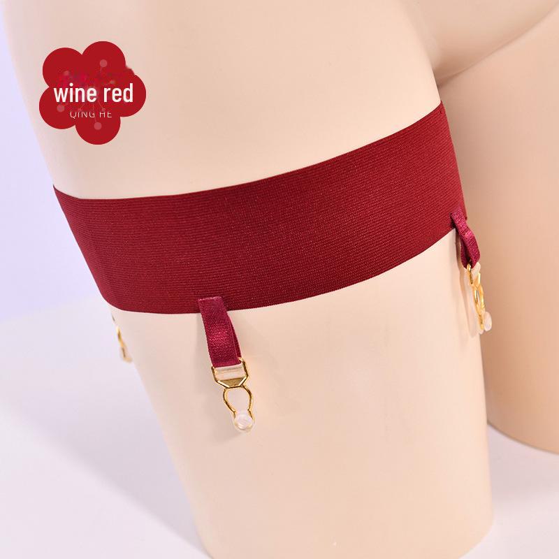 

Стильный комплект из подвязок для ног и нескользящих чулок с конским маслом Leg Ring Garter 2pcs красный