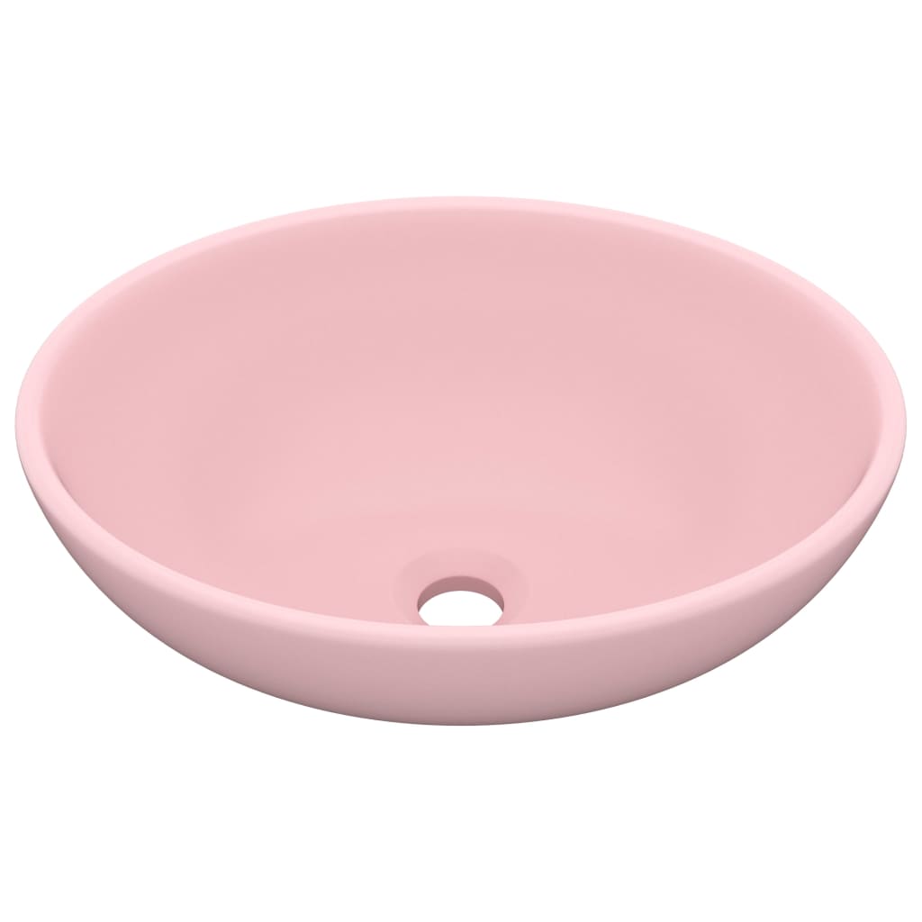 Luxurious Oval Wash Basin Matte Pink 40 X 33 Cm Ceramic