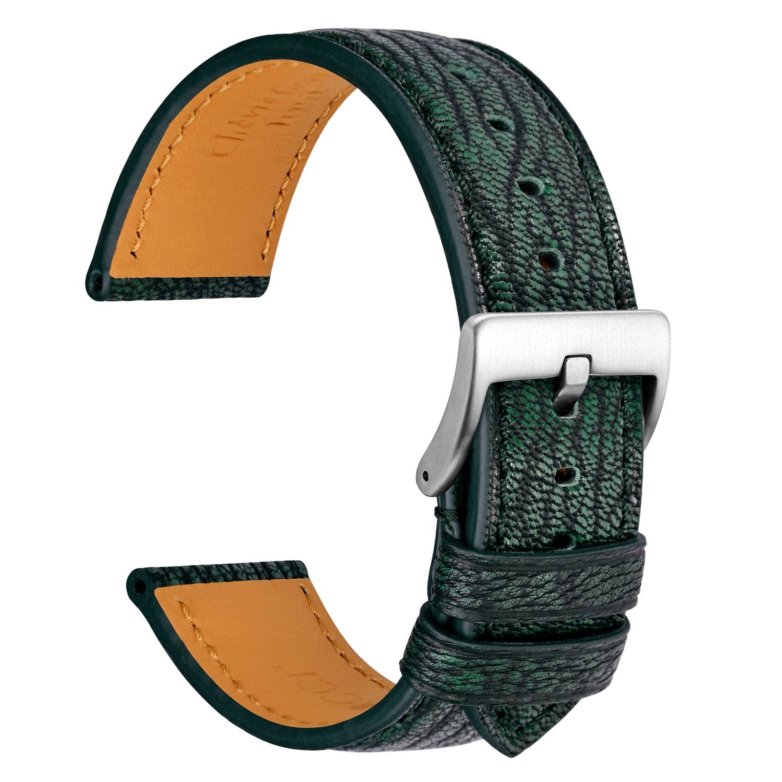 [WOCCI] Watch Leather Strap, Goat Leather, Men s Luxury Leather Strap, 22mm, Green