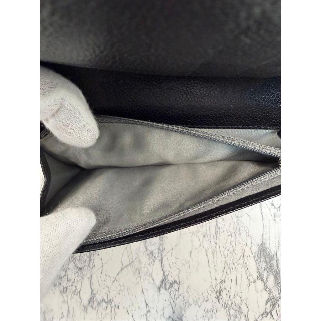 Used CHANEL Matelass Caviar Skin Long Wallet Black