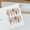 Pure Erotic Style Wear Nude Color White Chocolate French Flash Diamond Chain Nail Art Finished Product Removable Nail Sheet