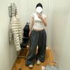 VIONA Y2K Streetwear Grå Sweatpants Dam Koreanska Överdimensionerade Lösa Allt-Match Sportsbyxor Hög Midja Dragsko Avslappnade Vida Byxor