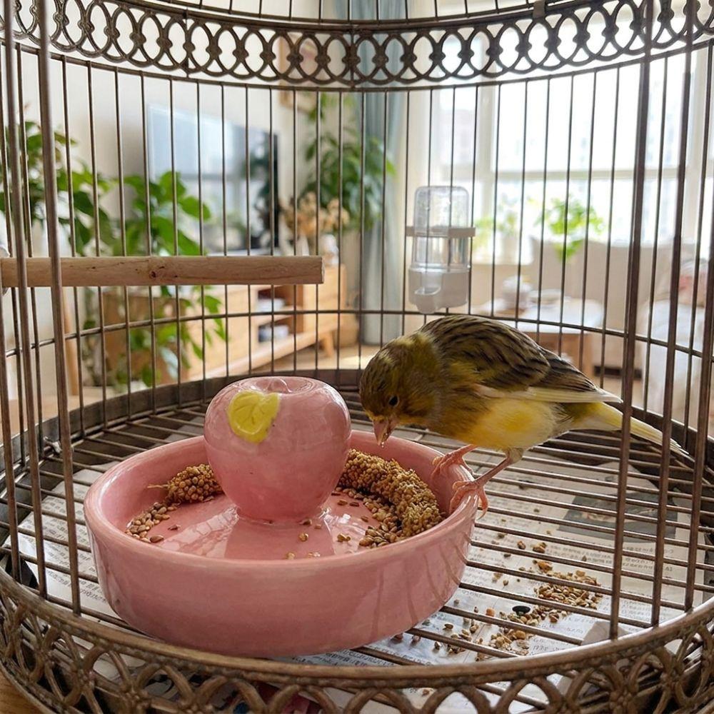 Anti-Rollover Ceramic Pet Feeding Bowl Bite Resistant Non-Slip Bird Feeding Dish Wide Mouth Fruit Shape Drinking Water Bowl