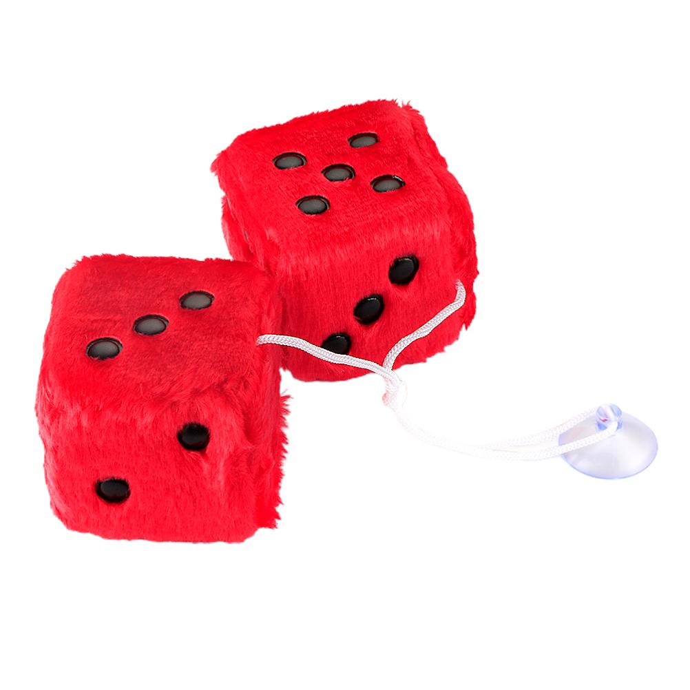 

2шт подвесные игральные кости для автомобиля плюшевая подвеска для автомобиля с точками и присоской подвеска для стекла автомобиля красный