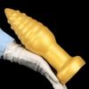 Extra Großer Weicher Goldener Silikon Kegelförmiger Analplug mit Saugfuß Fisting Trainer Dildo Expander Spielzeug Großer Penis