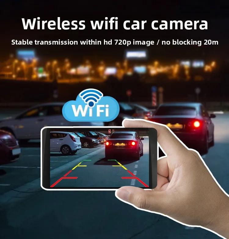 JISUIDA car rearview camera Wifi HD 170-degree rearview camera wireless waterproof Wifi backup camera 12V 24V applies to 12 V
