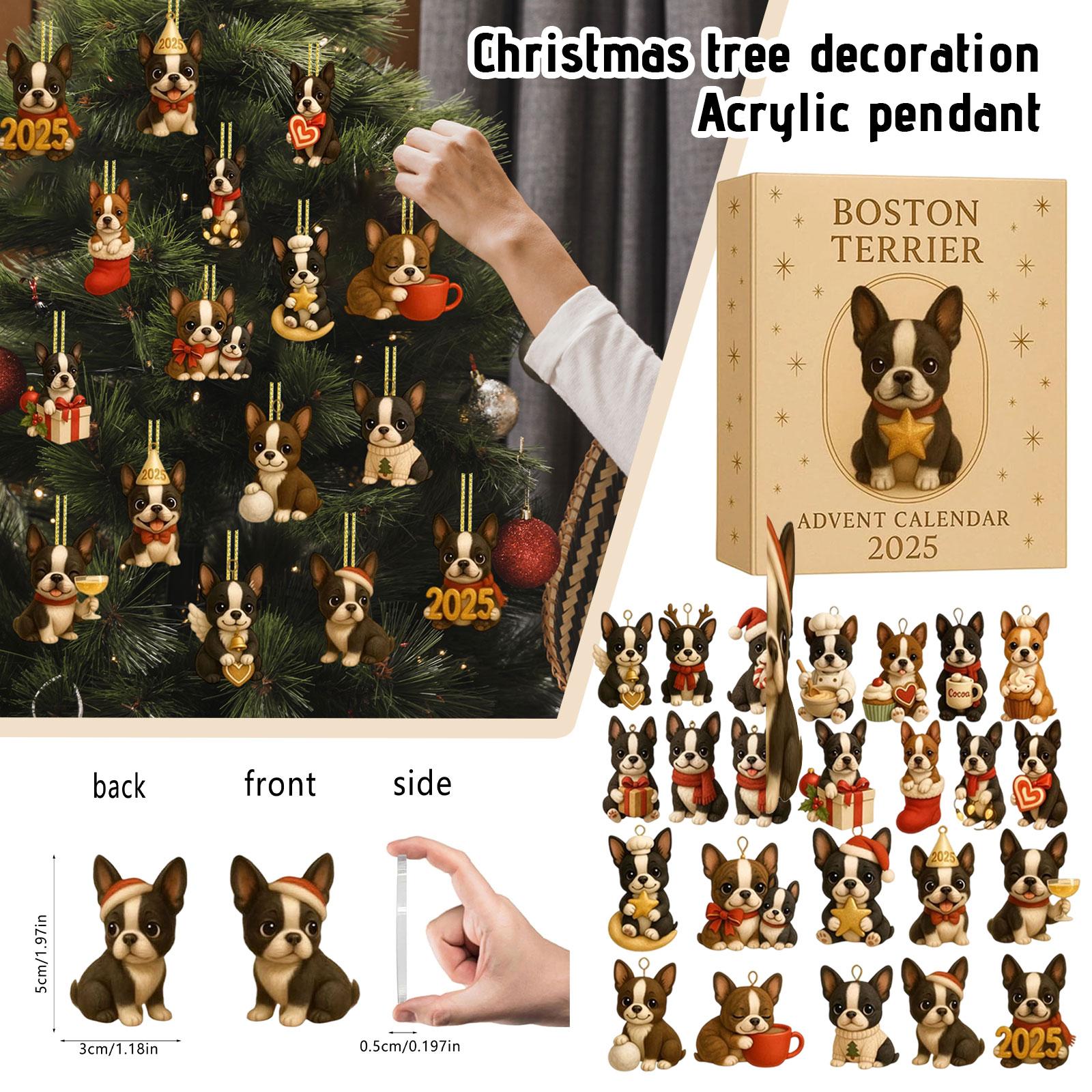 

1 шт. 2D Терьер Адвент-календарь Рождественское украшение Акриловая подвеска One Size