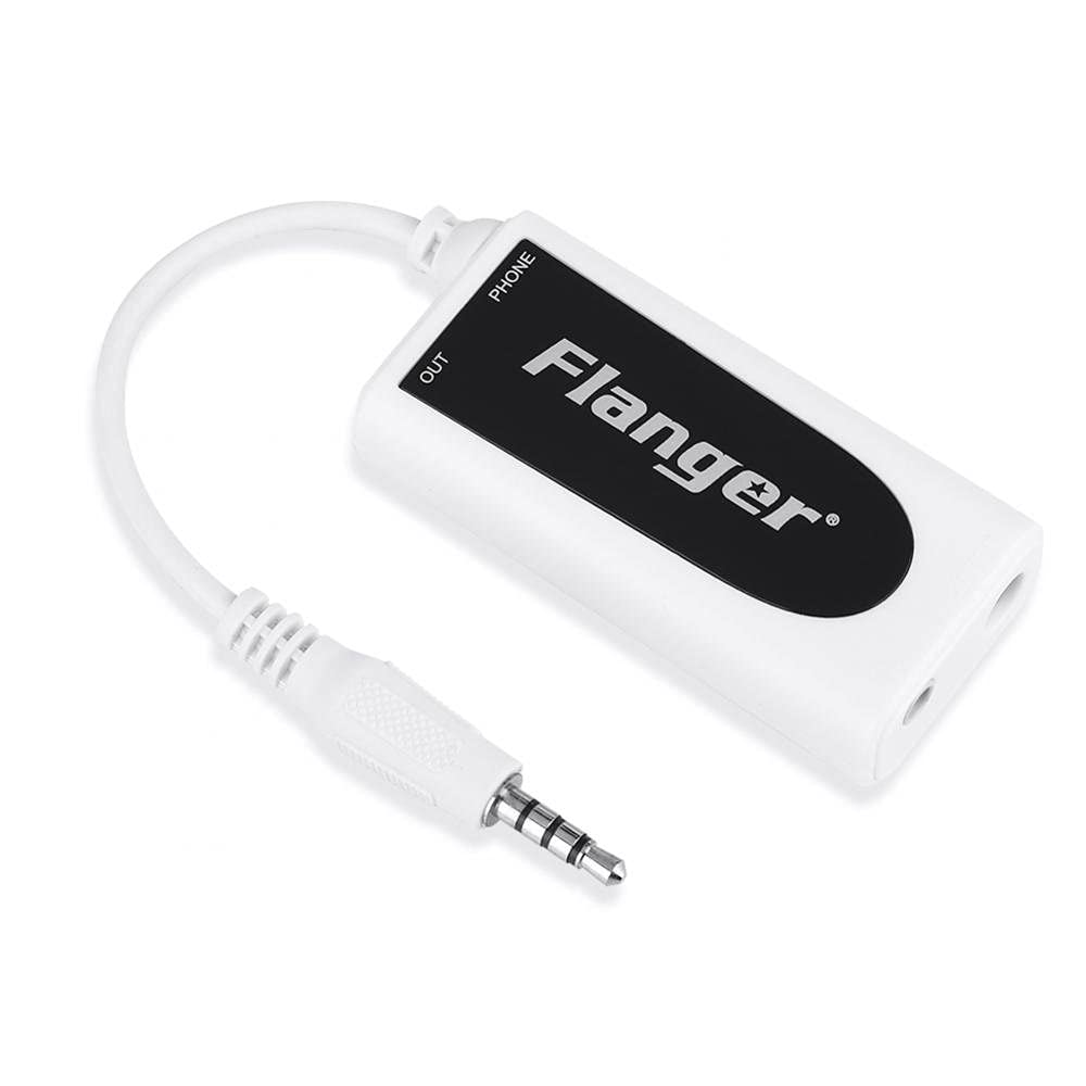 Flanger FC-21 Electric GuitarBass to Smartphone Connector Converter Interface System with 3.5mm Earphone Jack and 6.35mm Output, Compatible with