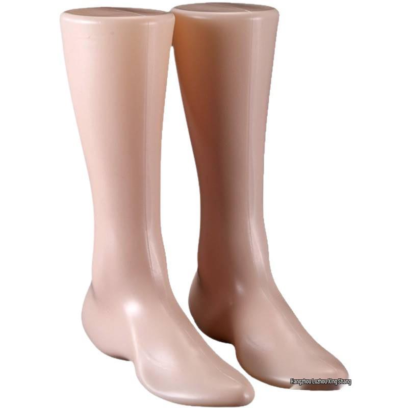 Black Plastic Foot Mannequin Model for Displaying Socks and Shoes - Male & Female Style, Flat-Bottomed, Ideal for Retail and Fashion Showcases.