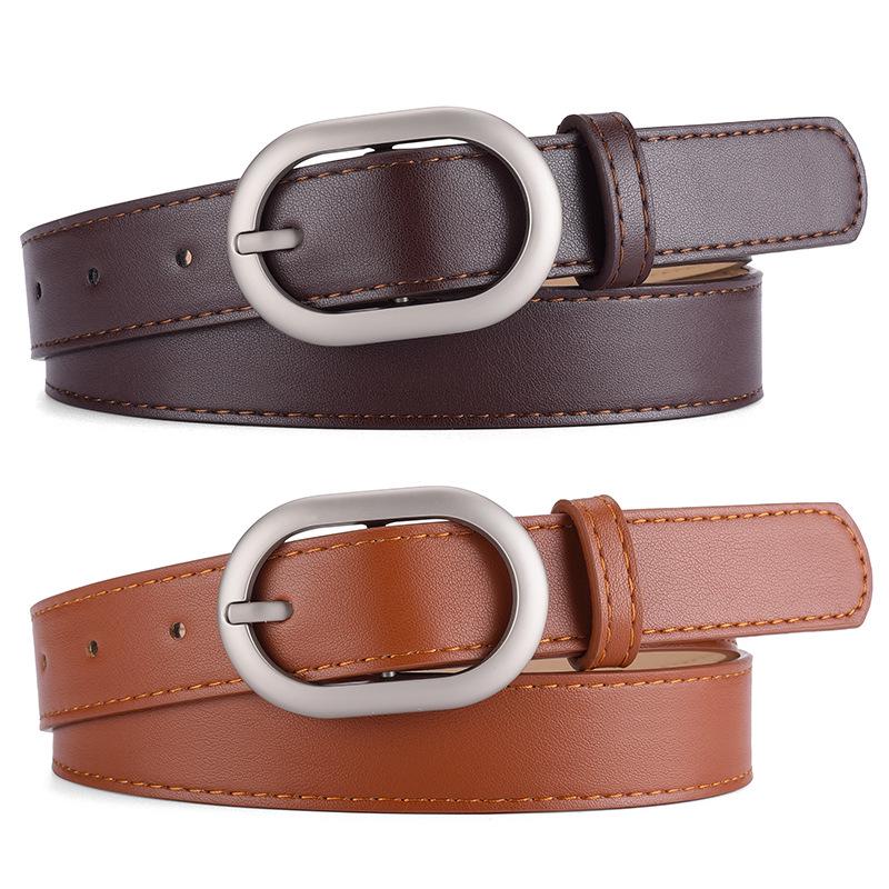 

Women s Simple Leather Belt - Versatile Casual Jeans Waist Belt with Metal Buckle Length 106cm Width 2.7cm