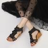 Neue Sommer Damen Böhmische Ethnische Keilabsatz Plateau Römische Sandalen, Floral Design Zum Kleid Matching