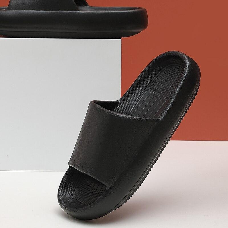 Summer Men 'S Slippers Thick Platform Beach Eva Mute Slide Sandals Leisure Women Male Flip Flops Ladies Bathroom Anti -Slip Shoes