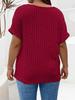 2025 Spring/Summer Plus Size Women's Solid Color Zipper Short Sleeve Loose Pullover Top