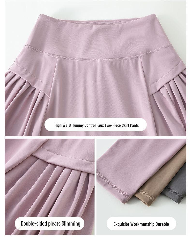 Women's Small Yoga & Fitness Set: Half-Zip Long Sleeve Top, Skirt, and Pants for Spring & Autumn