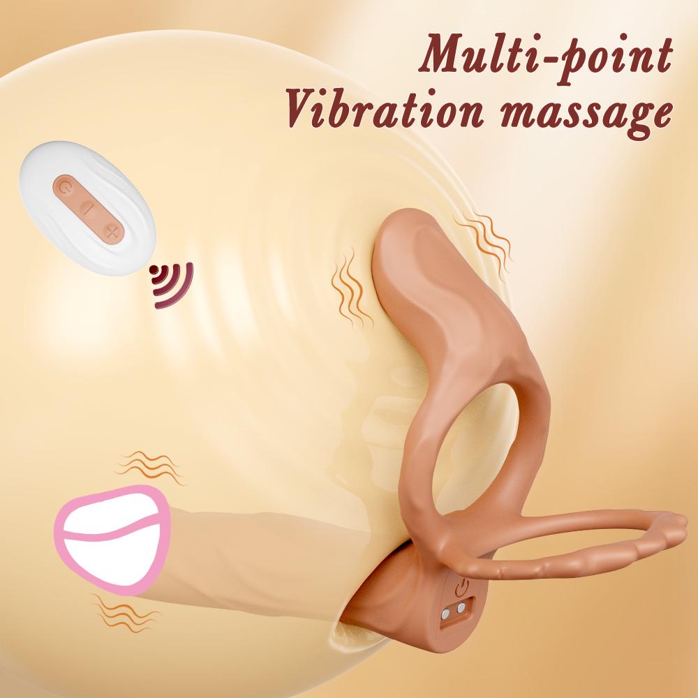 Remote Controlled Double Penetration Vibrator for Couple Anal Plug Vibrator with Penis Cock Ring Adult Sex Toys for Men Women