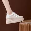 Scarpe muffin estive in pizzo traspiranti con suola spessa da donna, a rete traforata, con suola spessa, scarpe bianche piccole casual allacciate, piccole