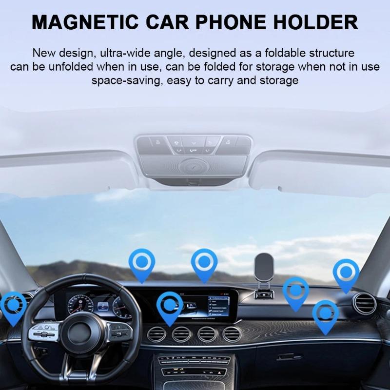 Magnetic Foldable Car Navigation Holder 720° Rotatable Car Phone Holder Smartphone Mobile Stand for Car Dashboard