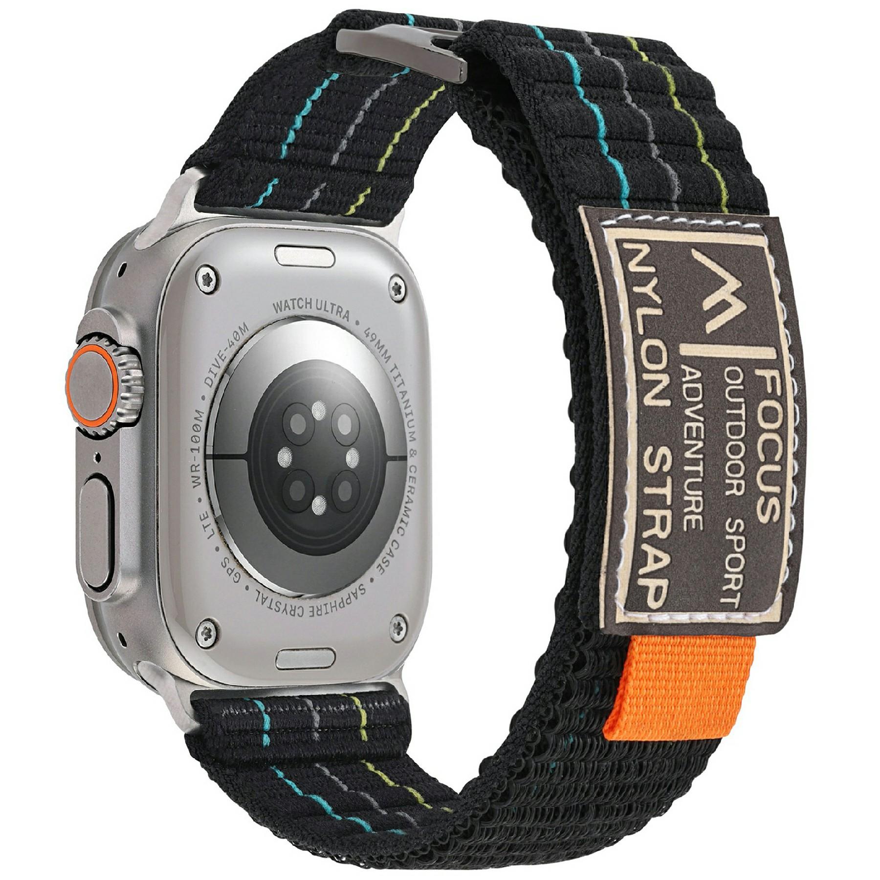 

Для Apple Watch Series 10 46мм/Ultra 2/Ultra 49мм/9 8 7 45мм/SE (2023) SE (2022) Нейлоновый ремешок-петля для часов SE Black