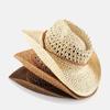 Womens Straw Western Cowboy Hat Foldable Wide Brim Summer Sun Hats Vacation Lightweight Beach Cowgirl Hat