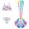 3Pcs Girls Mermaid Tail Swimsuit Children Memaid Swimwear Bikini Bathing Suit Halloween Costume Princess Beach Party Clothing