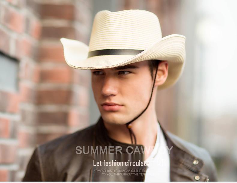 Men's Trendy Wide Brim Denim & Straw Foldable Sun Hat for Outdoor Travel