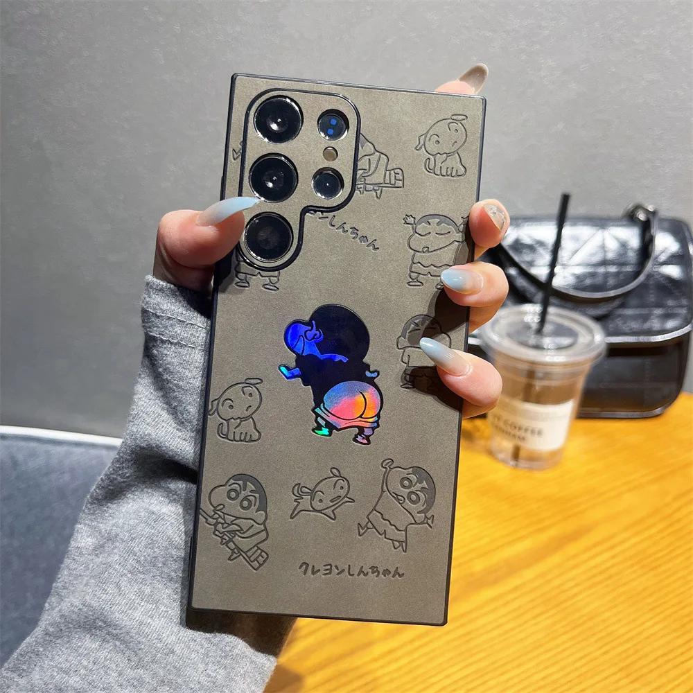 Cartoon Astronaut Leather Phone Case for Samsung Galaxy S25 S24 S23 Ultra S22 S21 Plus Silicone Hard Shell Fall Prevention Cover