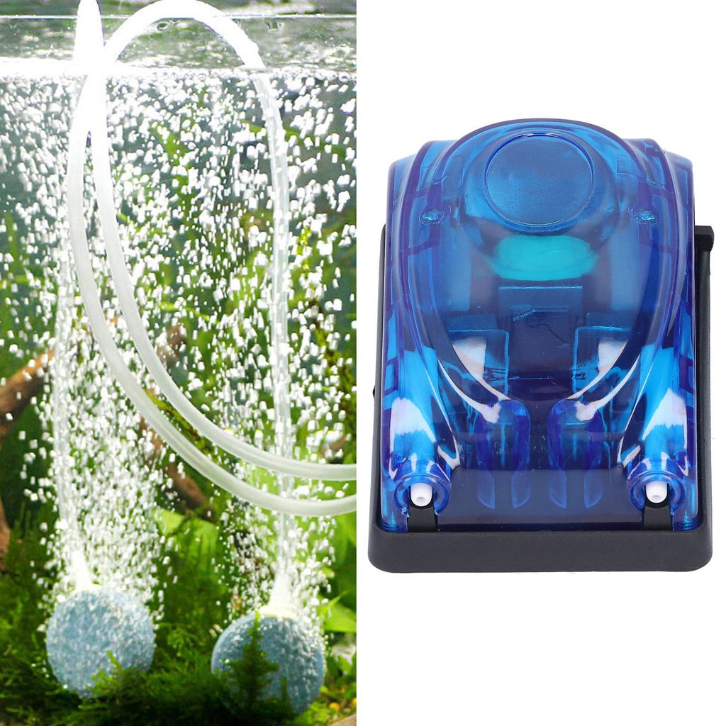 Powerful Fish Tank Air Pump Quiet Operation Double Outlets with Bubble Stone Aquarium Supplies