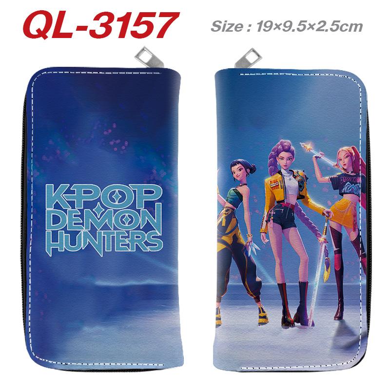 Portafoglio Lungo con Zip KPop Demon Hunters in Pelle PU Portamonete Cartone Animato per Donna Porta Carte Multipli Rosa