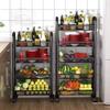 Scaffale da Cucina Multi-Livello da Pavimento: Cestello Amovibile per Verdure e Carrellino per Snack