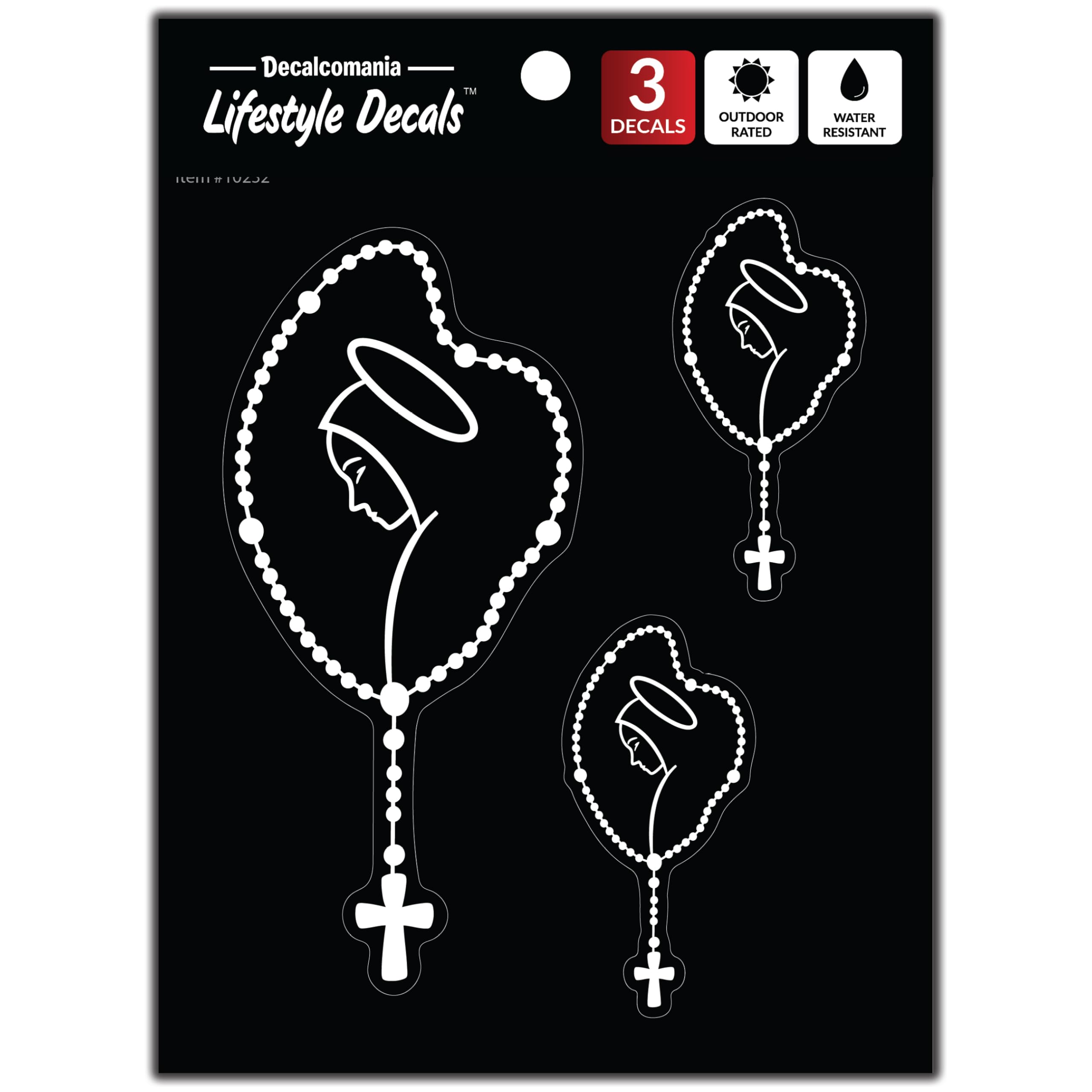 

Maria Rosary Decal for Car, Truck, Tablet, Tumbler, Cell Phone - Christian Stickers Set
