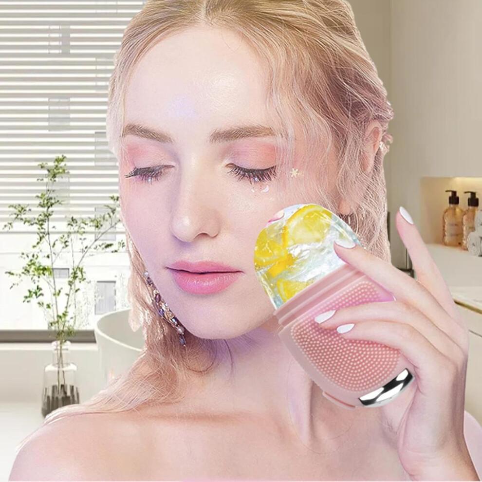 Facial Ice Mold, Pink Silicone Ice Roller For Face, Facial Massage Cooling Mold, Ice Mold For Skincare Routine Less