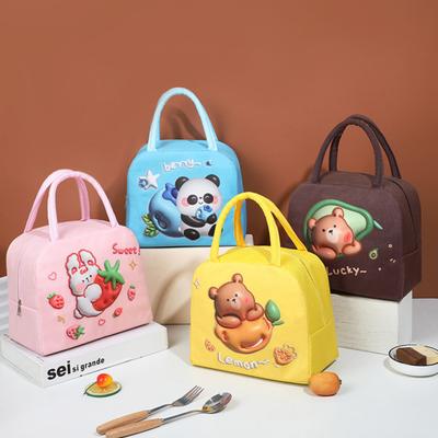 Bento Bag Zipper Closure Reinforced Handle Large Capacity Cute Cartoon Thermal Lunch Bag Keep Your Food Freshness for Hours