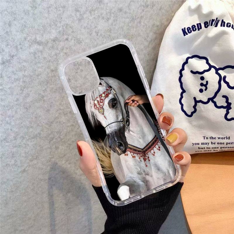 running horse pattern Phone Case Transparent soft For iphone 12 11 13 7 8 6 s plus x xs xr pro max mini