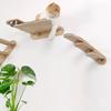 A resting station for indoor cats: Wall-mounted three-step solid wood cat ladder with felt, Sturdy and durable for free movement