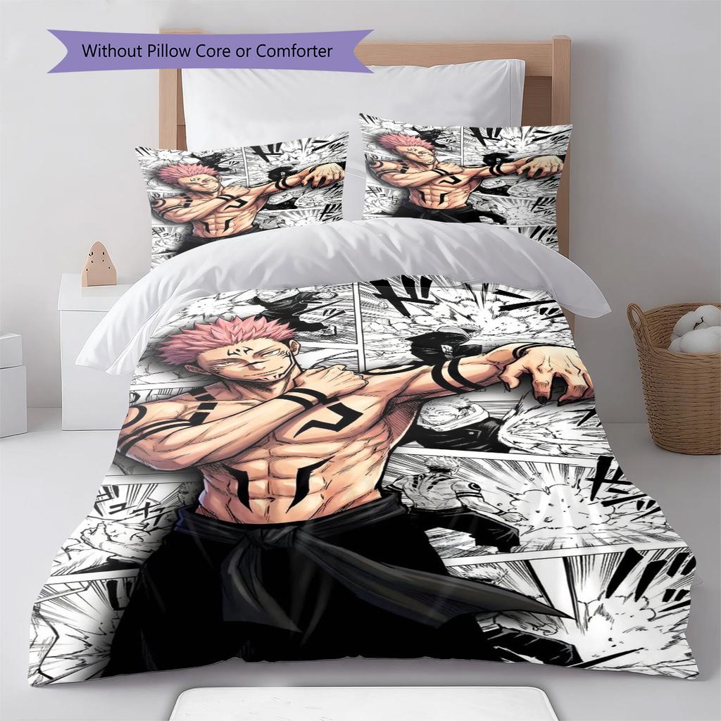 Jujutsu Kaisen Bedding Set Yuji Itadori Anime Duvet Cover Polyester Soft Comforter Cover Twin Full Queen King -QJY
