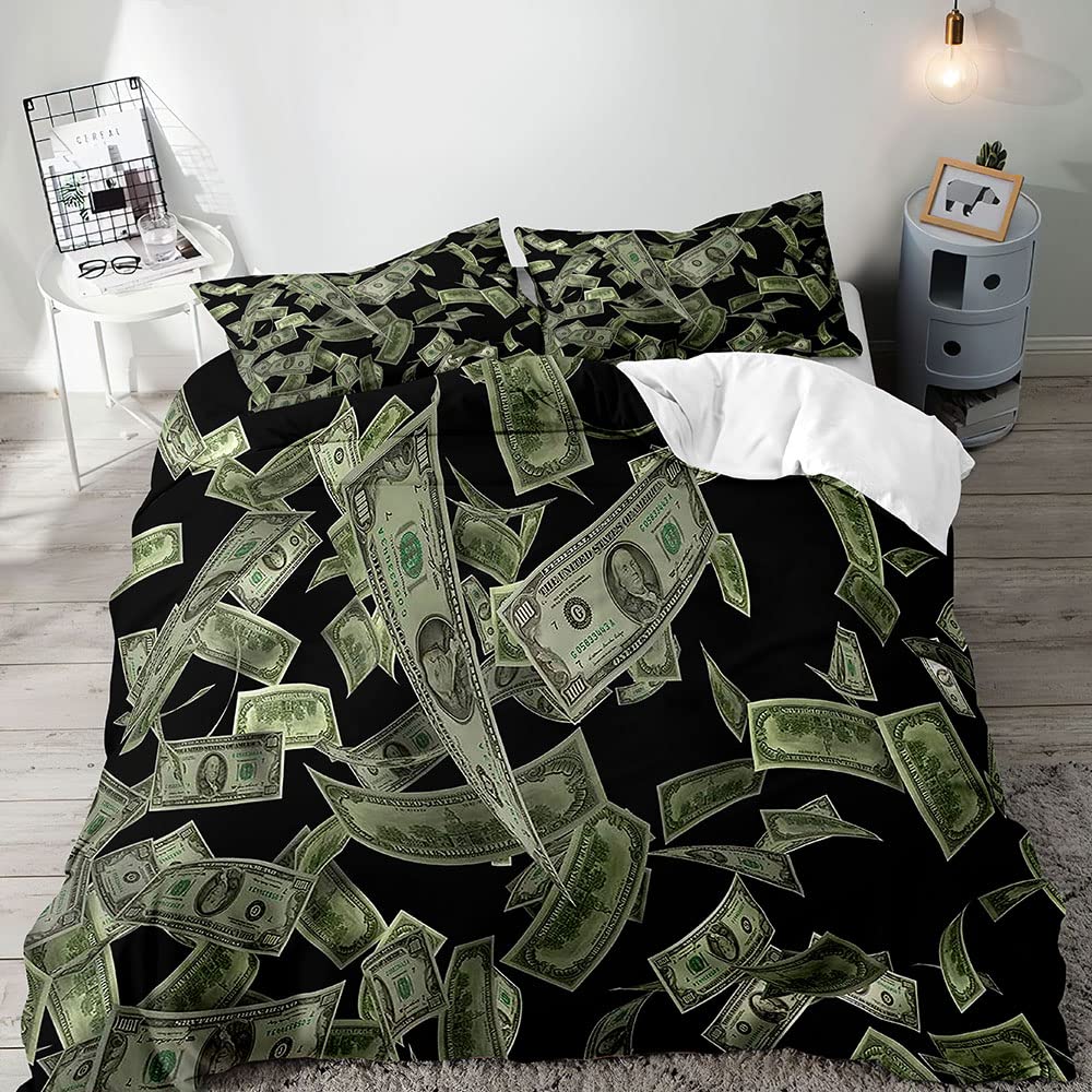 Money Duvet Cover Set,Dollar Bills Of United States Federal Reserve The Ben Franklin Portrait,Bedding Set 2/3pcs,California King