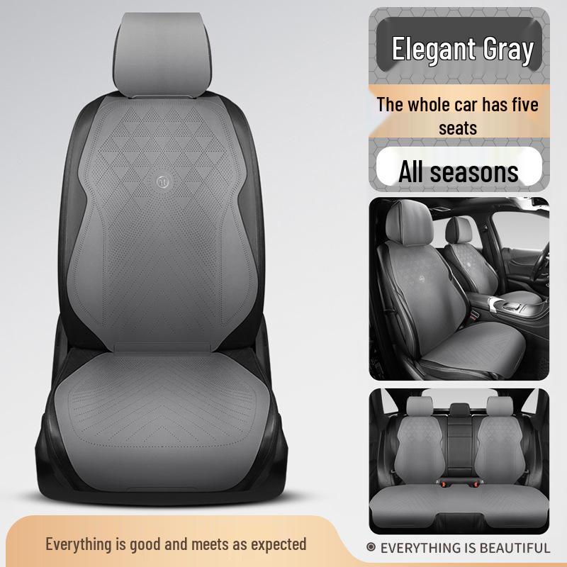 Universal Suede Car Seat Cushion Set - All-Season, Three-Piece, Summer-Ready, Thin Cushion with Lumbar Support.