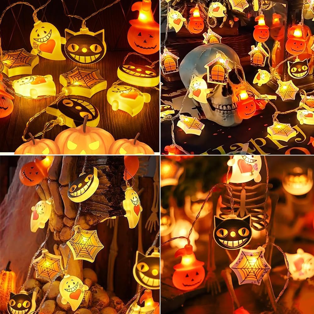 150CM Light String Halloween Decoration LED Pumpkin String Lights Halloween Scene Arrangement Outdoor Garden Holiday Decoration