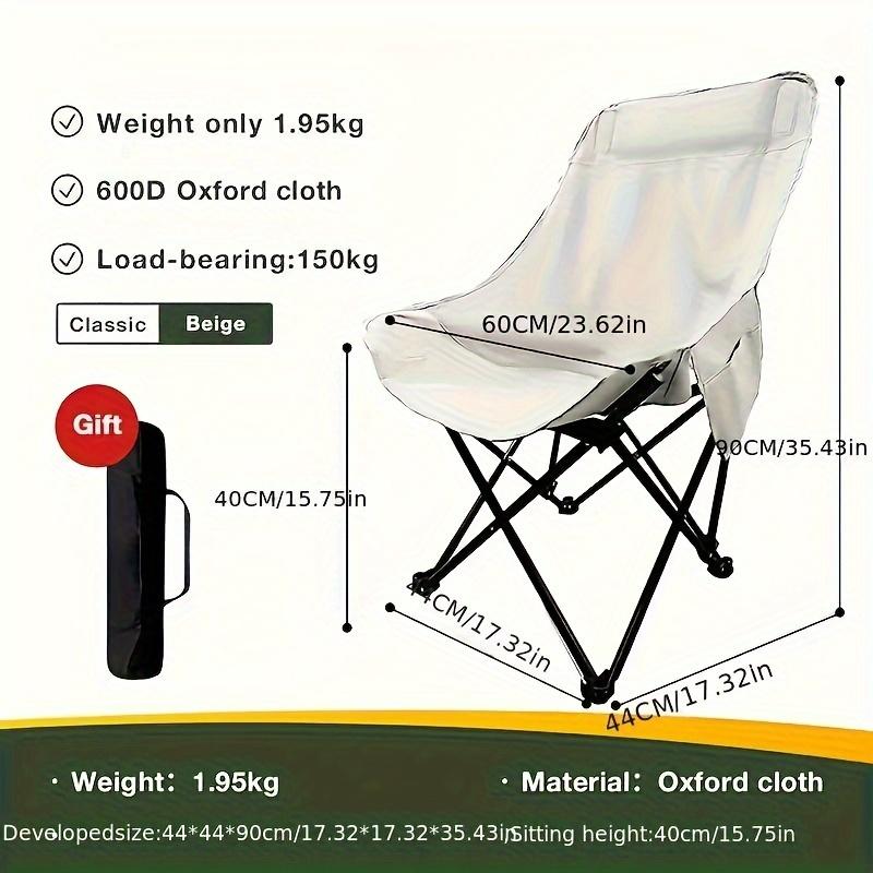 

1pc Foldable High Back Moon Chair for Adults Portable Outdoor Camping Chair with Steel Bracket Lightweight and Durable White белый