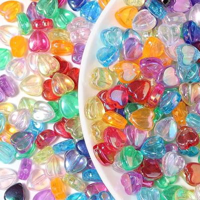 100/300/500 Stück Bunte gemischte Farbe Acryl Herzförmig Süß und lebhaft Armband Halskette Ohrringe DIY Perlen Sommer
