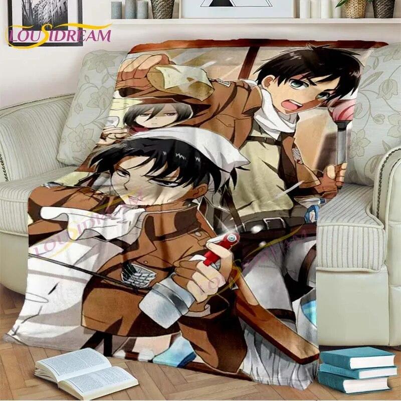 Classic Anime Blanket Attack On Titan Blanket Eren Jaeger Blanket for Bedroom Sofa Livingroom Cartoon Blanket Children's Blanket