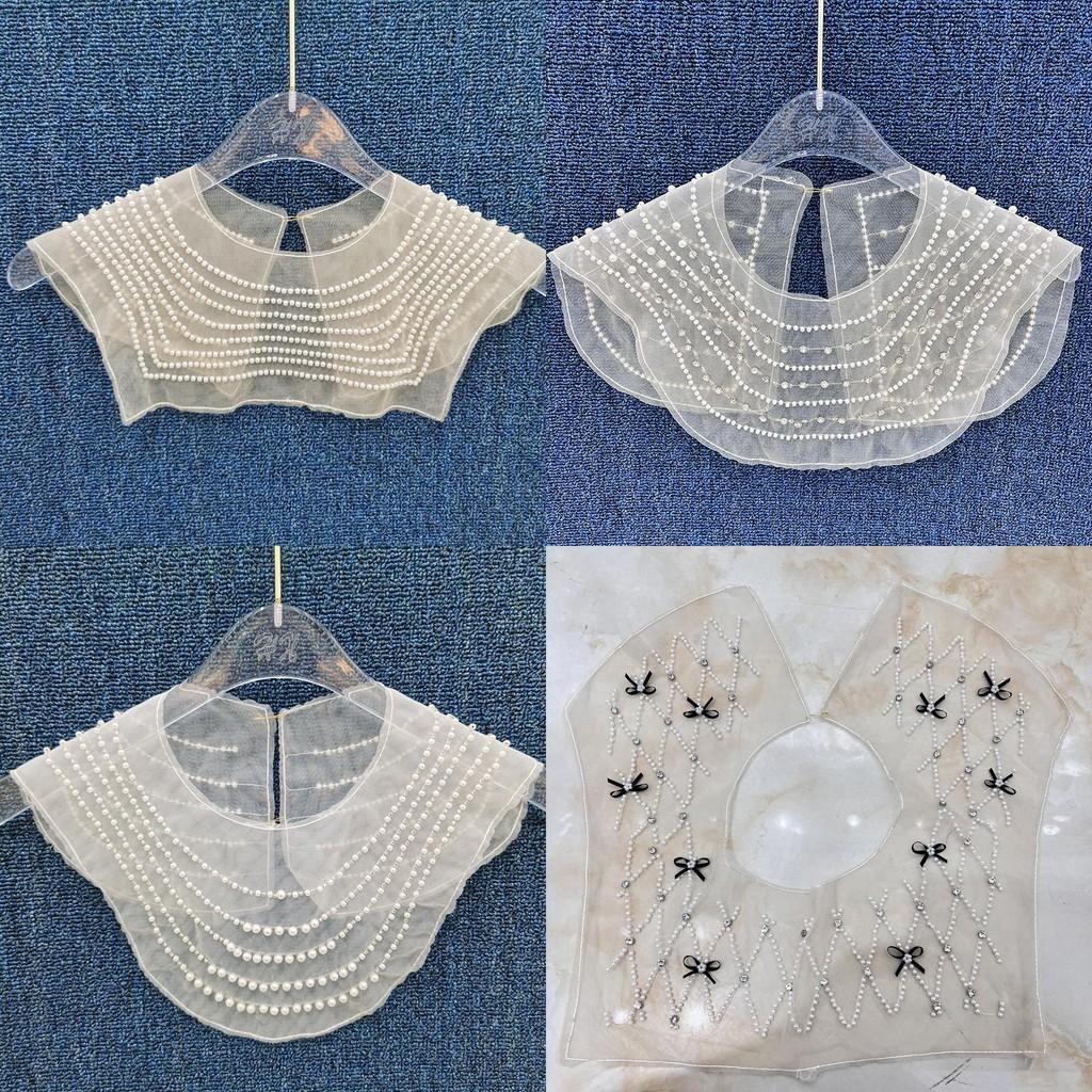 Girl Dressmaking Accessories Lace Collars With Artificial Pearls And Rhinestone Decor For Creative Diy Apparel
